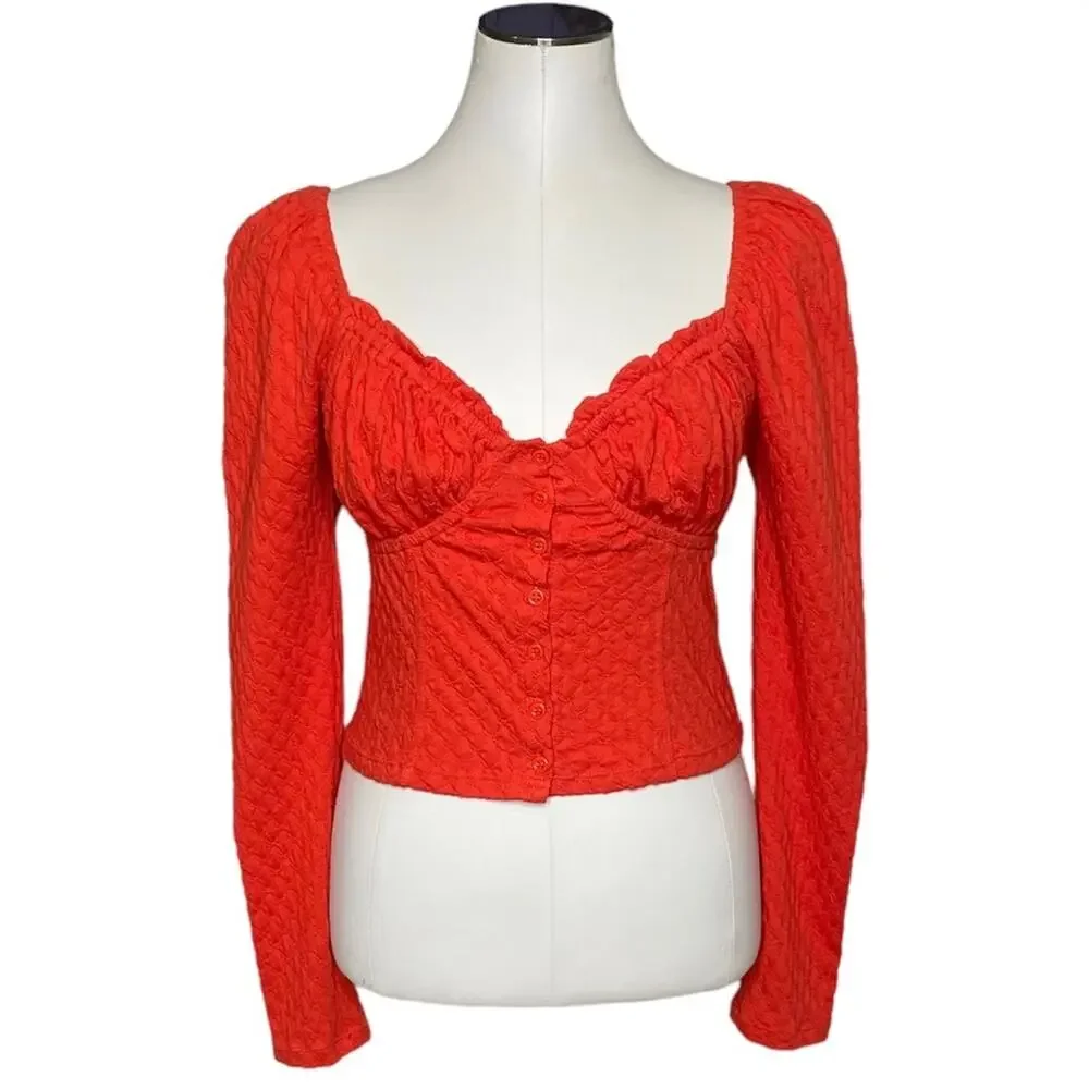 Free People Ladybug Long Sleeve Cropped Top